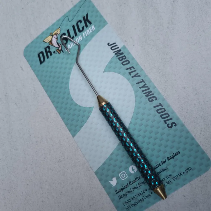 Dr.Slick JUMBO Carbon Fiber Handle Dubbing Hook with Half Hitch Tool